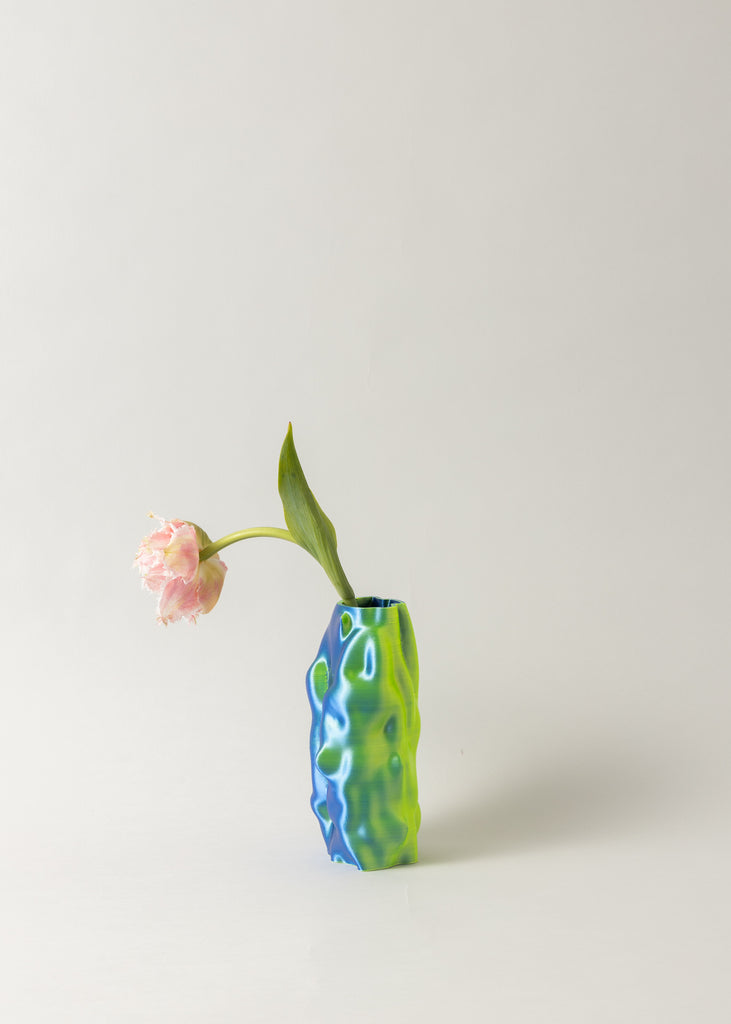 Niklas Jeroch Organic Angel Vase Green Blue 3D-Printed artwork Sculpture Vessel Chrome Eclectic Interior