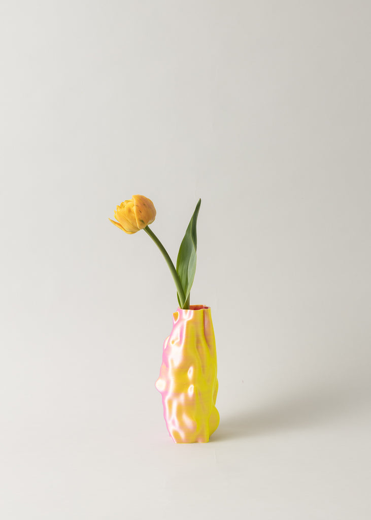 Niklas Jeroch Organic Angel Vase Pink Yellow Chrome 3D Printed Artwork Sculpture Futuristic Interior Decor