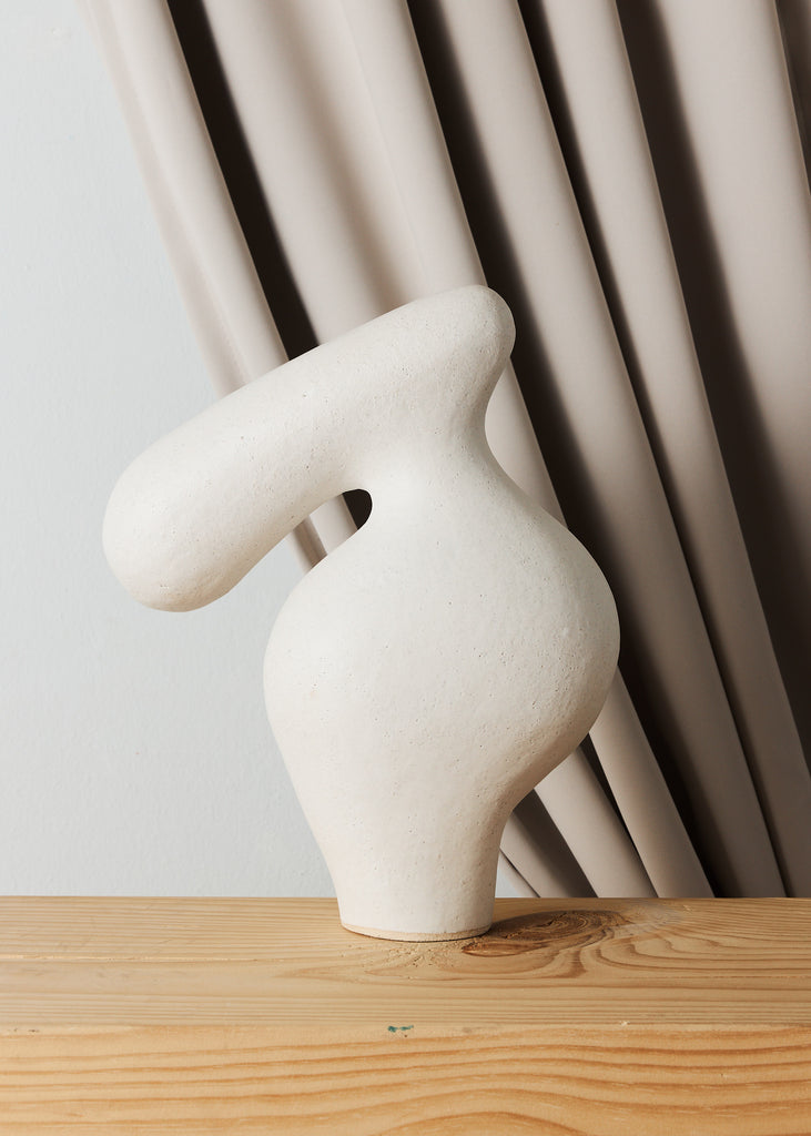 Noe Kuremoto Dogu Lady Handmade Artwork Ceramic Sculpture Original Art Sculptural Art Piece Minimalistic Art Style Handmade Home Decor Scandinavian Art Style White Sculpture Female Artist Affordable Art