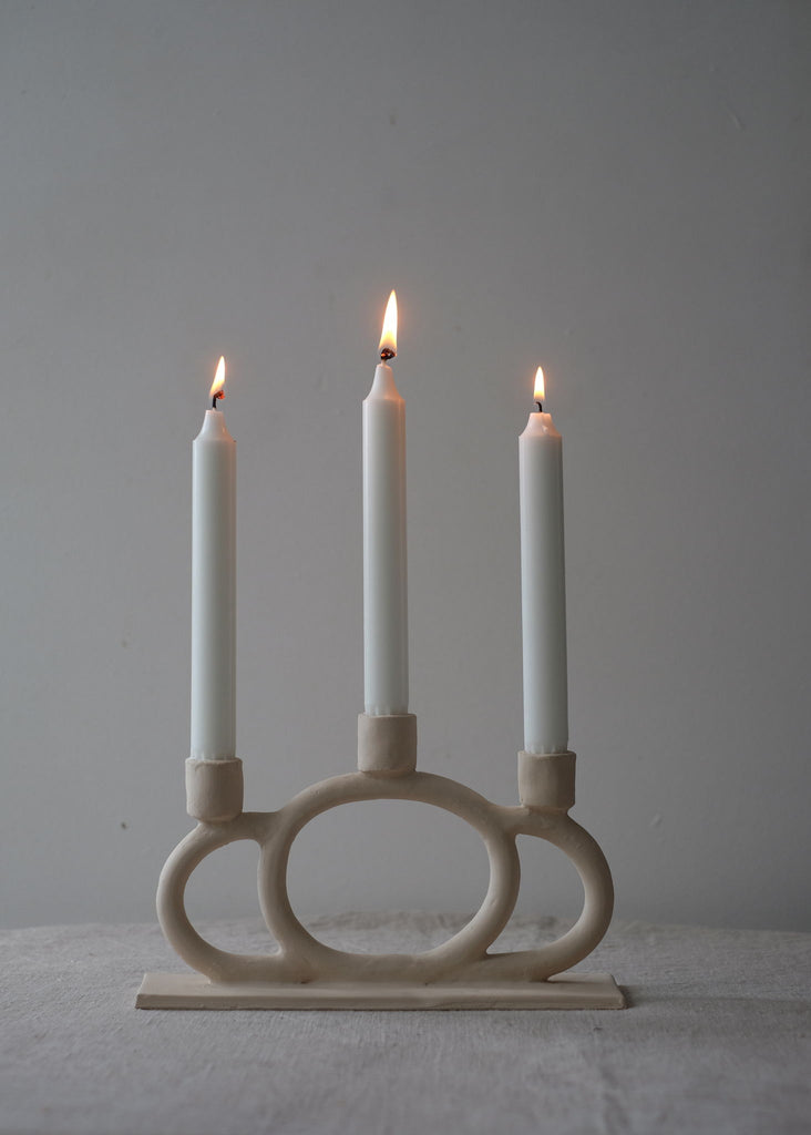 Johanna Nilsson Loop Candelabra Handmade Ceramic Art Minimalistic Sculpture Original Candle Holder Handcrafted Artwork Unique Home Decor One Of A Kind Art Piece Collectible Abstract Female Artist