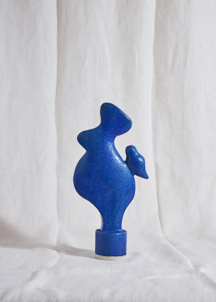 Noe Kuremoto Dogu Lady Blue Sculpture Ceramic Handmade Art