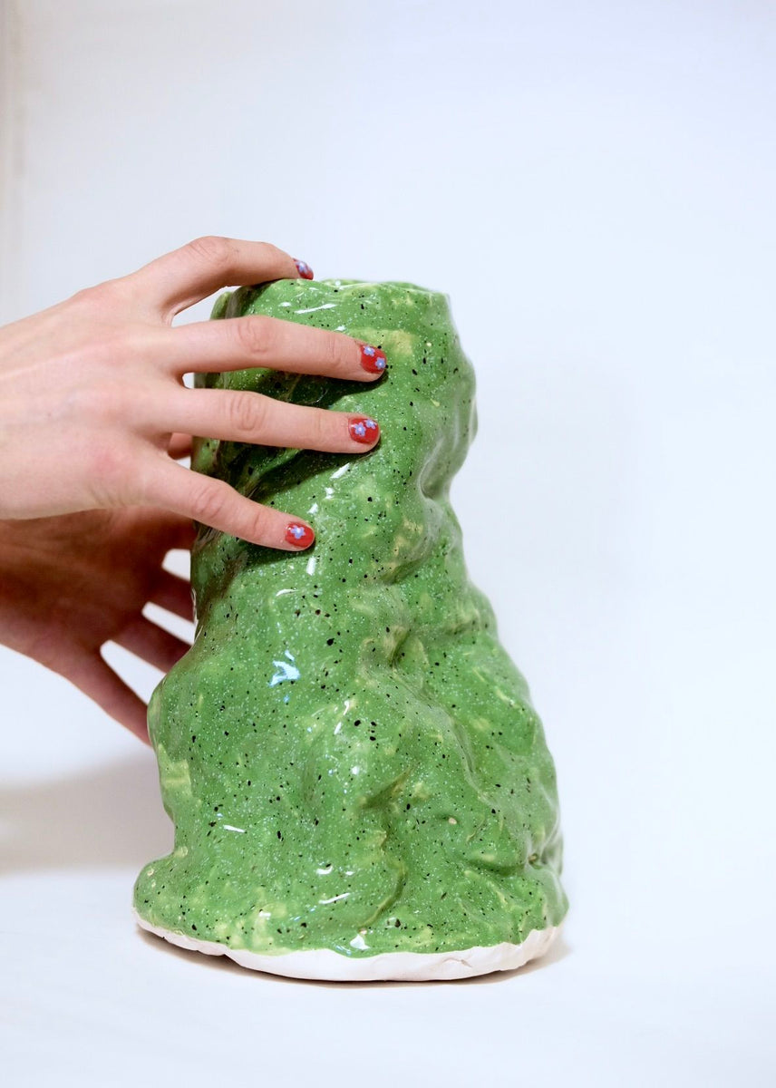 The Ode To Glaze Vase Green Handmade Sculpture Emilie Holm Atelier