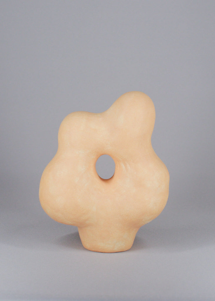 Henna Nuutinen Handmade Sculpture Ceramic Artwork Abstract Art Playful Art Style Organic Shapes Hand Built Ceramic Art Original Art Peach Fuzzy Peach