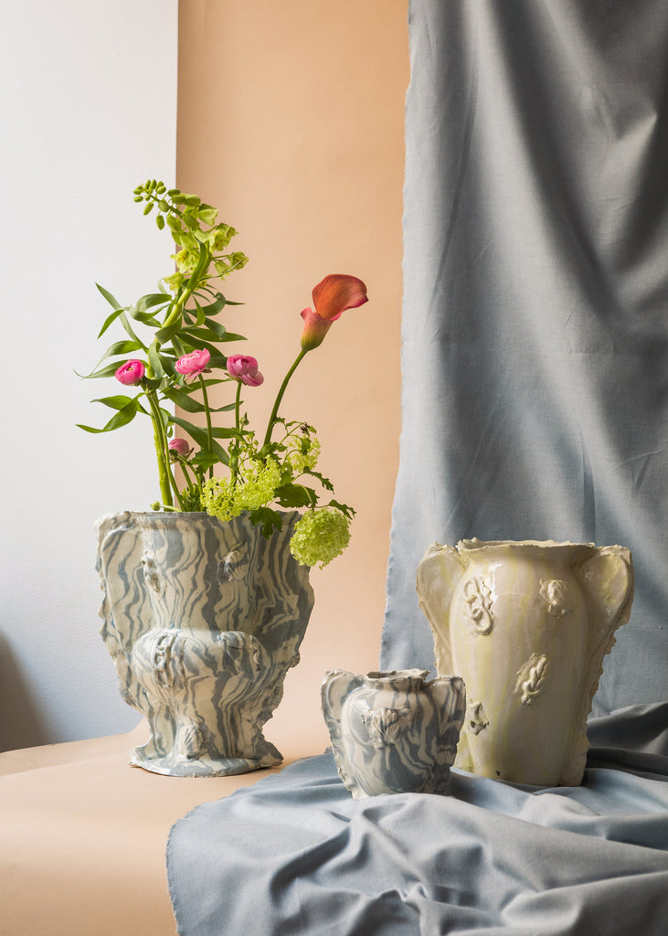 Dum Keramik handmade ceramic vases with smeared emoji faces