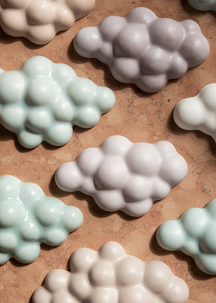 Elsa Binder handmade porcelain cloud-shaped sculptures