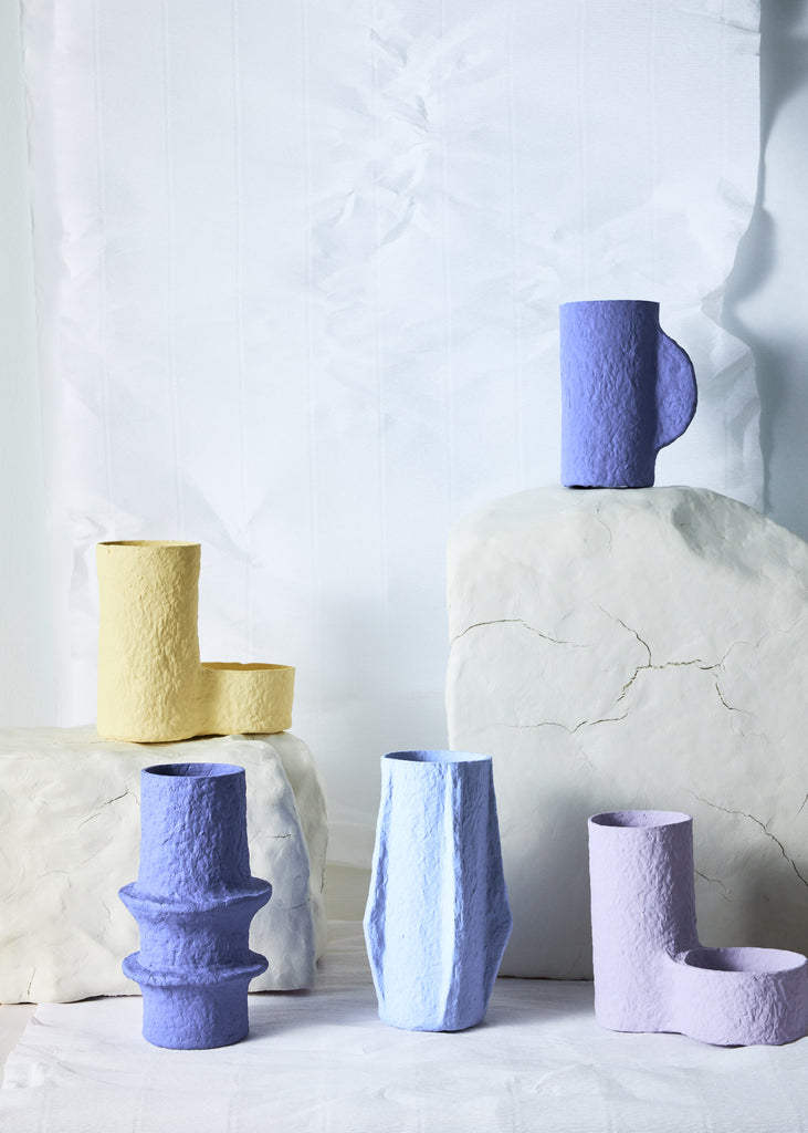 Pauline Pietri Lykos Sculpture Sculptural Paper Artwork Papier Maché Unique Lavender Art Piece Handmade