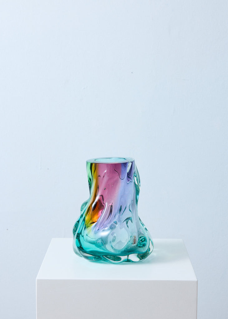 Ammy Olofsson Flowy Spectrum Vase Multi-colour Glass Sculpture Vase Contemporary Artwork Playful Glass Art 