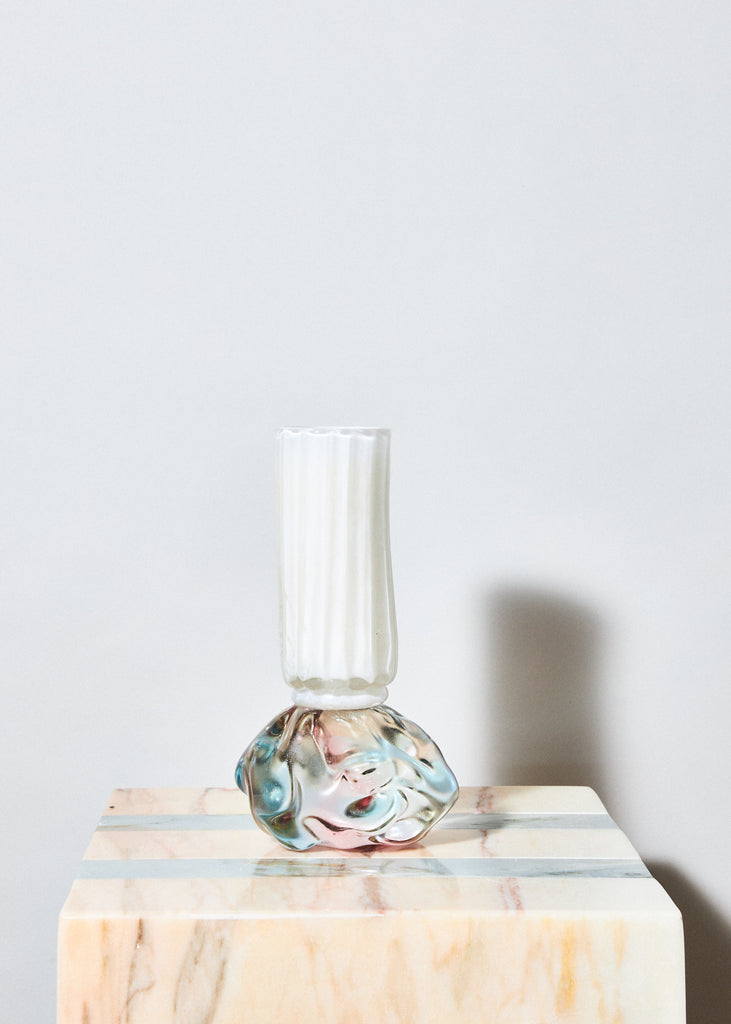 Ammy Oloffsson Handmade Glass Artwork Mouth Blown Sculpture Modern Art Emerging Art Playful Interior Design Scented Candle Green Pastel Organic Shapes Blue Details