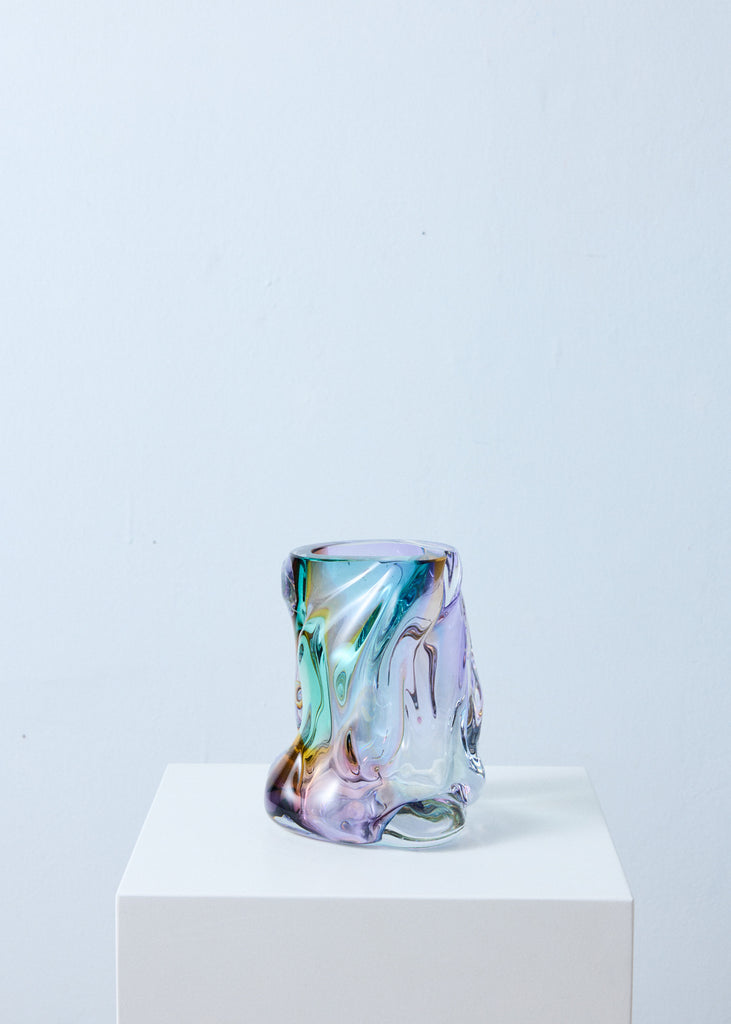 Ammy Olofsson Flowy Spectrum Vase Unique Multi-Colour Glass Sculptural Vase Playful Art Handmade Mouth-Blown Recycled Glass Art Swedish Artist