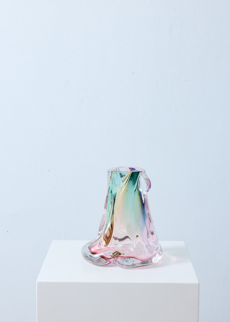 Ammy Olofsson Flowy Spectrum Vase Handmade Pink Recycled Glass Sculpture Unique Multi-Colour Vase Colourful Art Modern Artwork 