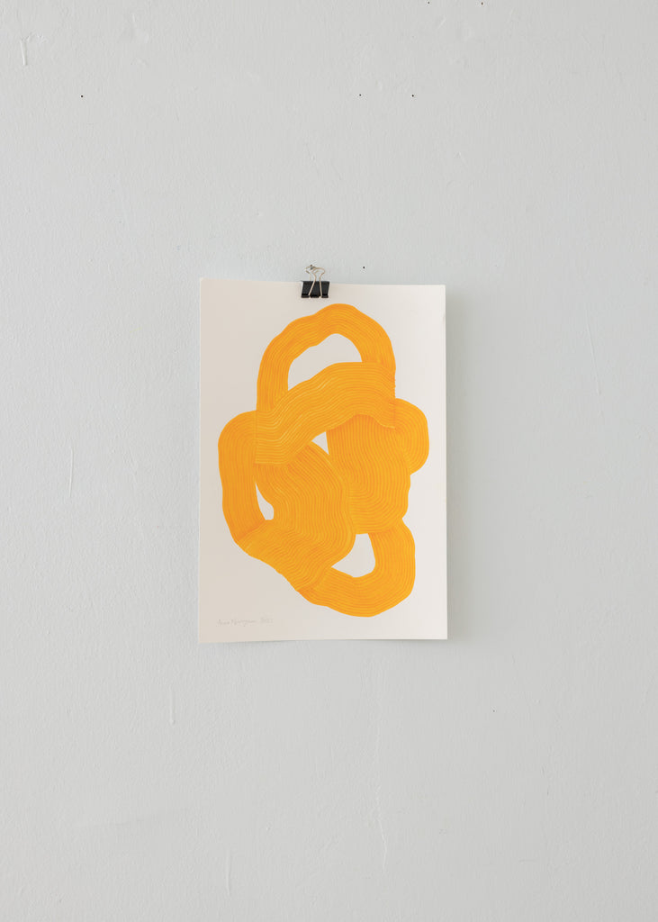 Anna Norrgrann Rhythm A3 Drawing Yellow Orange Handcrafted 