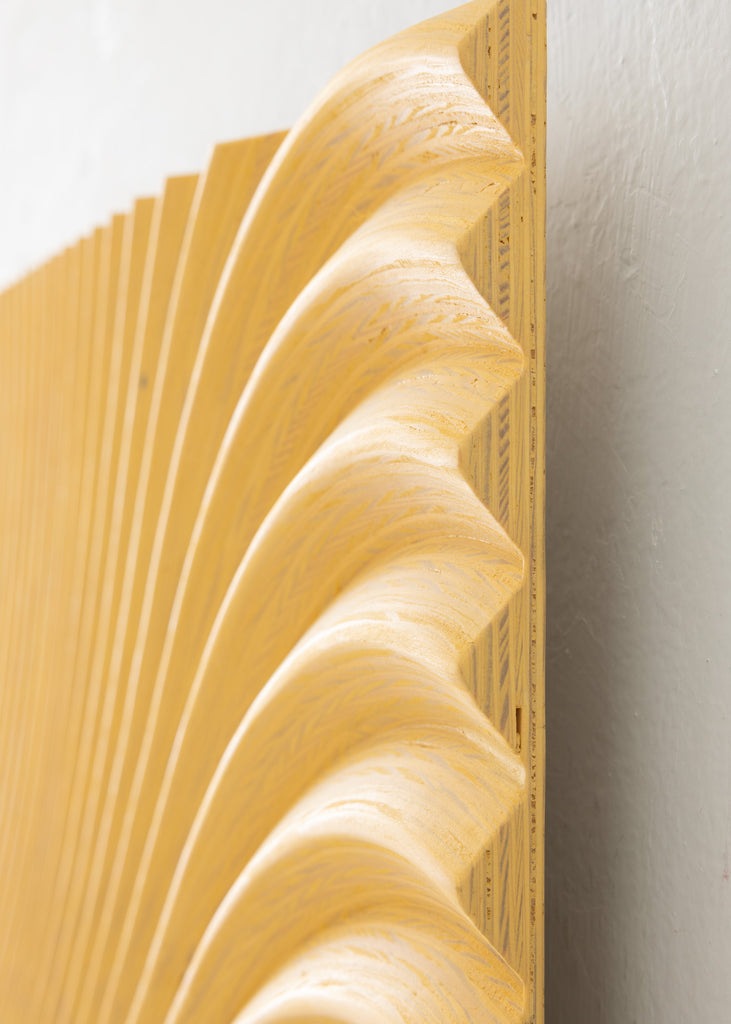 Arno Hoogland Wave Wooden 3D Wall Sculpture Yellow Detail