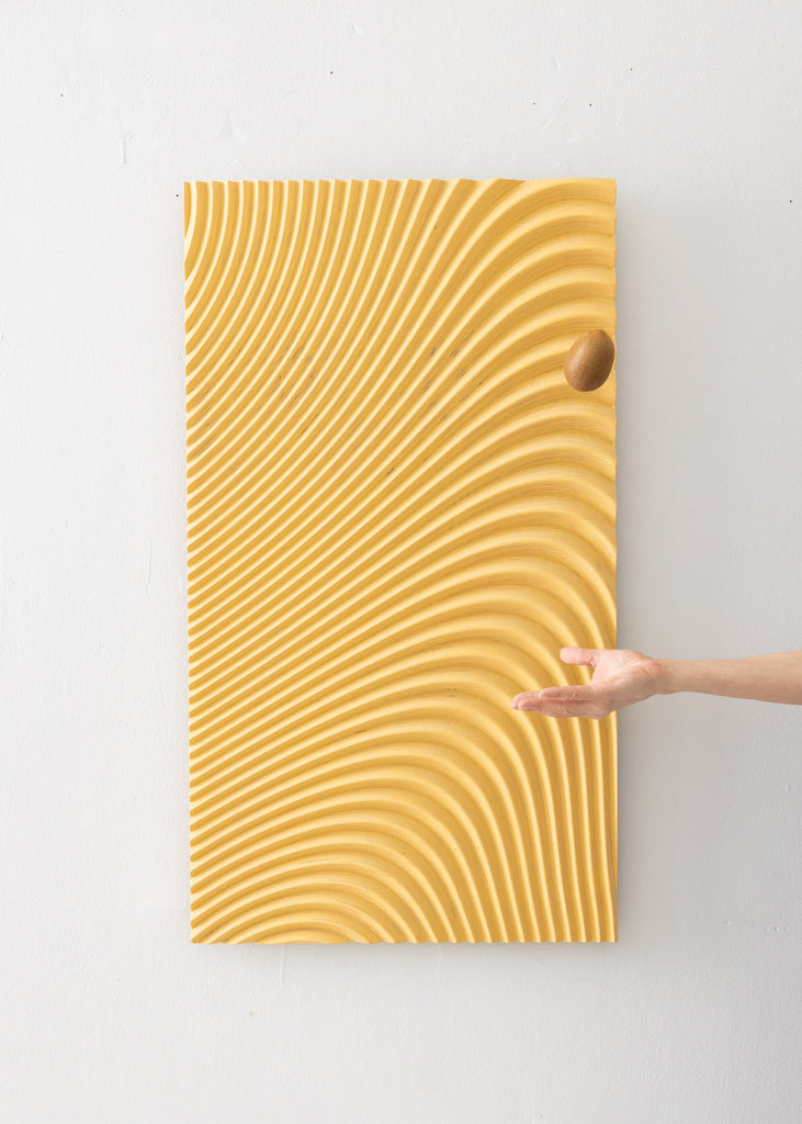 Arno Hoogland Wave Wooden 3D Wall Sculpture Yellow Original