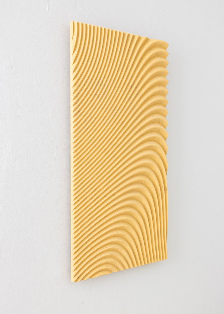 Arno Hoogland Wave Wooden 3D Wall Sculpture Yellow Handmade