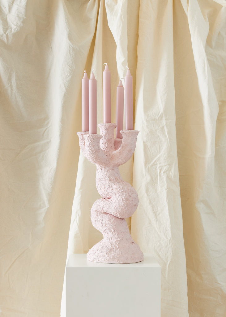 Fanny Ollas Handmade Candle Holder Purple Sculpture Original Artwork Exhibition Swedish Artist Ceramic Sculpture Pink Art Affordable Art Collectible Item Curated Art Figurative Sculpture Stoneware Clay Abstract Art Playful Artwork Handmade Home Decor