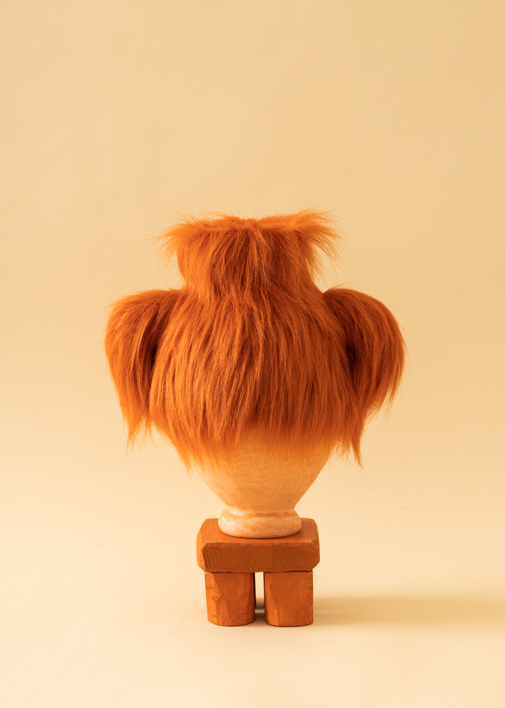 Fanny Ollas Pet Me Furry Sculpture Handmade Artwork Orange Sculptural Art One Of A Kind Original Exhibition Art Piece