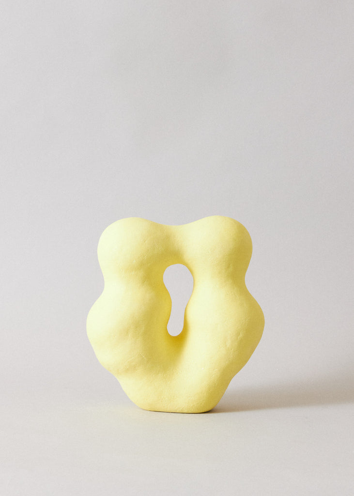 Henna Nuutinen Handmade Sculpture Ceramic Artwork Abstract Art Playful Art Style Organic Shapes Hand Built Ceramic Art Original Art Yellow