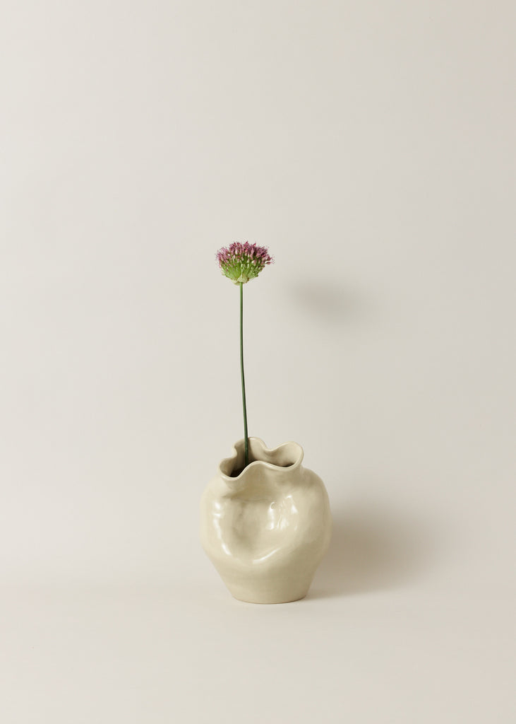 Isabel Lejonbäck Bursting Buds Beige Vase Scandinavian Interior Original Sculpture Ceramic Artwork Affordable Sculpture Minimalistic Art Style