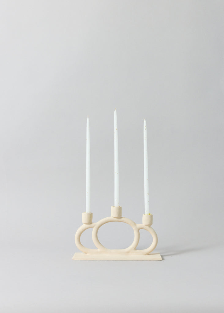 Johanna Nilsson Loop Candelabra Handmade Ceramic Art Minimalistic Sculpture Original Candle Holder Handcrafted Artwork Unique Home Decor One Of A Kind Art Piece Collectible Abstract Female Artist