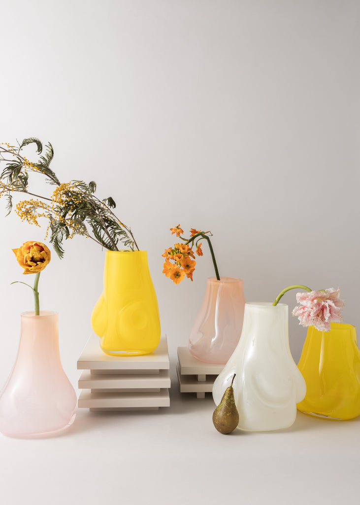 Katharina Ruhm Ode To Canaries Vase Original Artwork Mouthblown Glass Vase Pink Handmade Collection