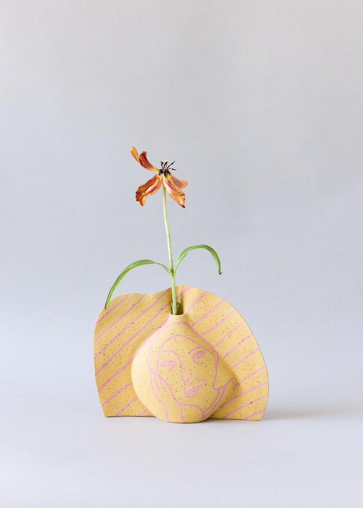 Jennie Petersen x Kerafakt Artist Collaboration Face Vase Yellow