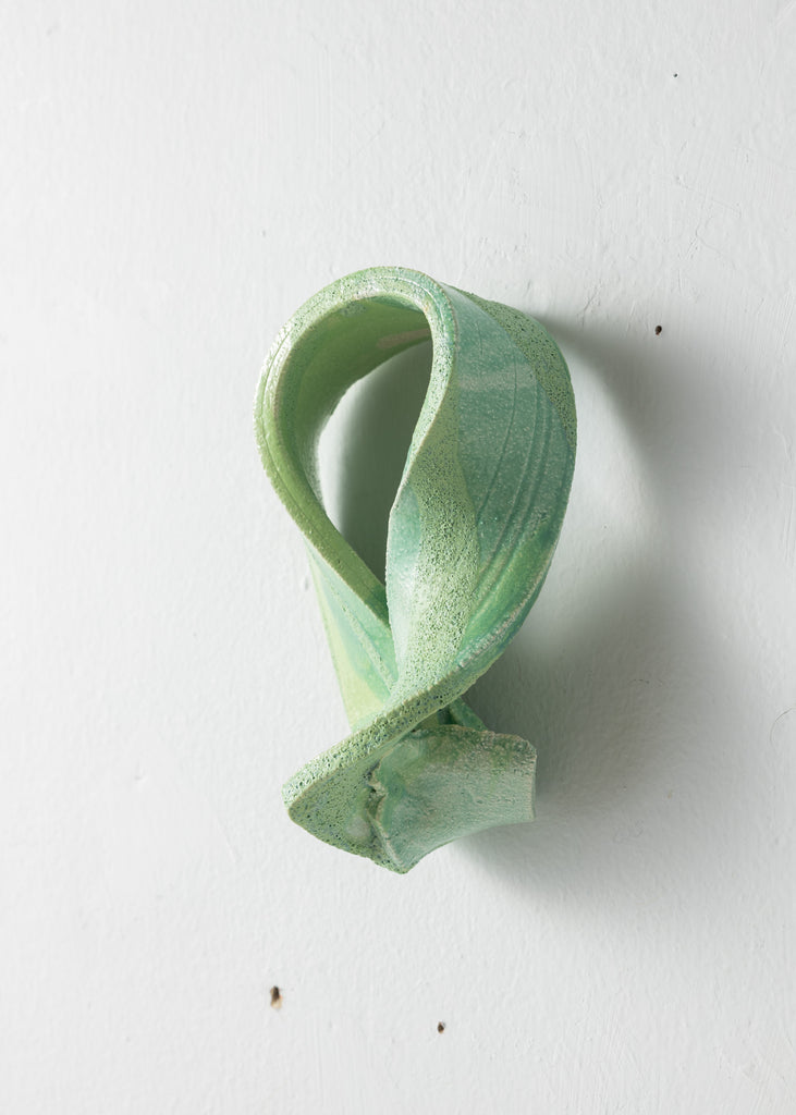 Lina E Ceramics Knot Sculpture Green Wall Art Unique Ceramic Artwork Playful Contemporary