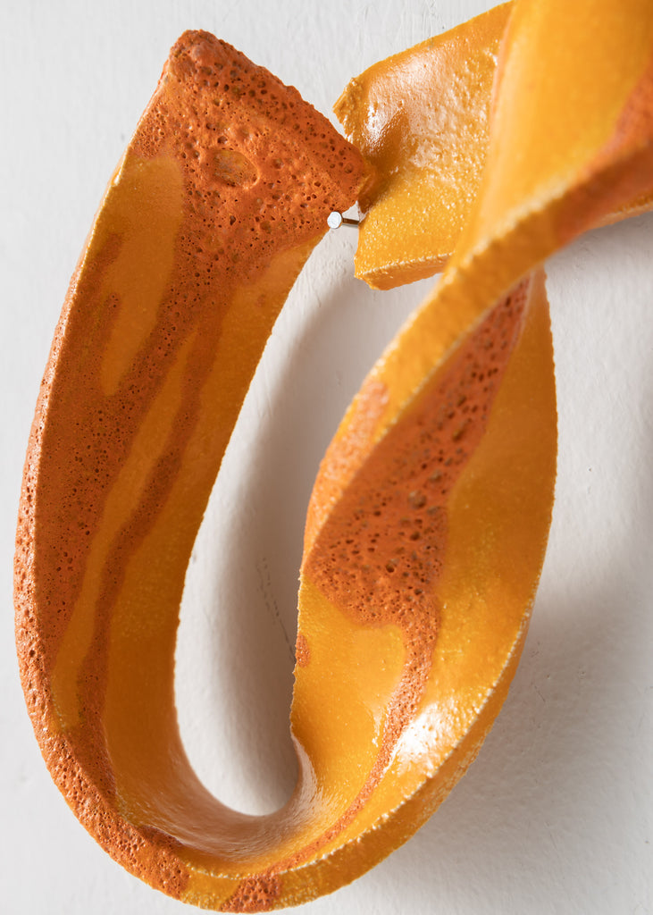 Lina E Ceramics Knot Sculpture Handmade Wall Art Sculpted Ceramic Artwork Original Hand Sculpted Glazed Orange Organic Shape
