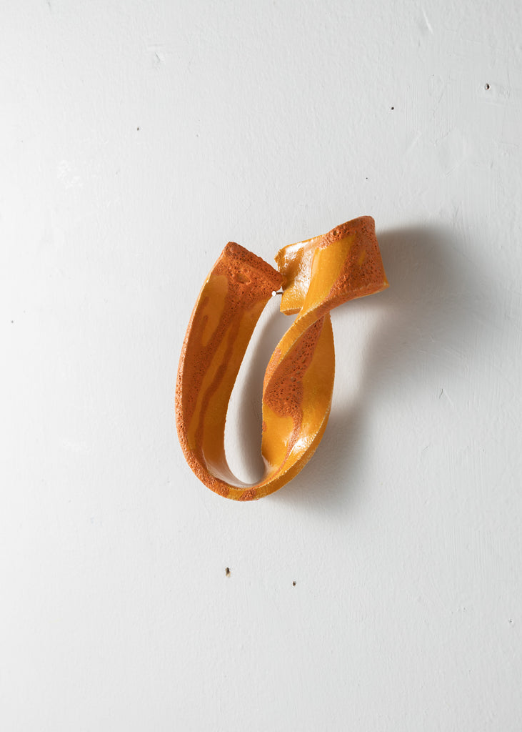 Lina E Ceramics Knot Sculpture Handmade Wall Art Sculpted Ceramic Artwork Original Hand Sculpted Glazed Orange  Contemporary