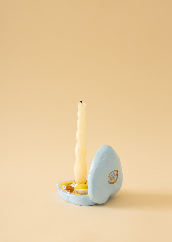 Lisa Vaccino Glitter Litter Handmade Candleholder Original Artwork Blue Polly Pocket Y2K Home Decor Eclectic Interior