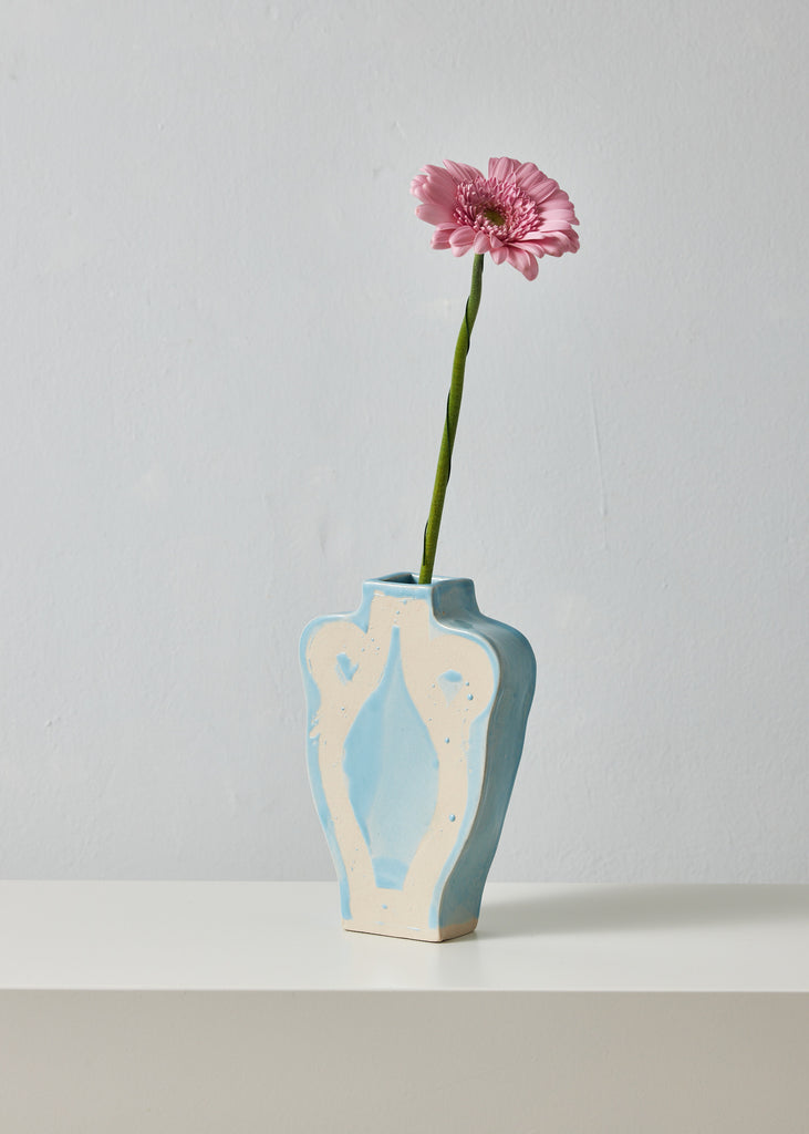 Lizzie Scarlett Towndrow Column Vase Handmade Home Decor Original Artwork Eclectic Interior Style Blue Vase Ceramic Sculpture