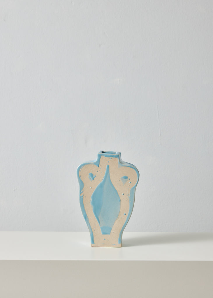 Lizzie Scarlett Towndrow Column Vase Handmade Home Decor Original Artwork Eclectic Interior Style Blue Vase Ceramic Sculpture