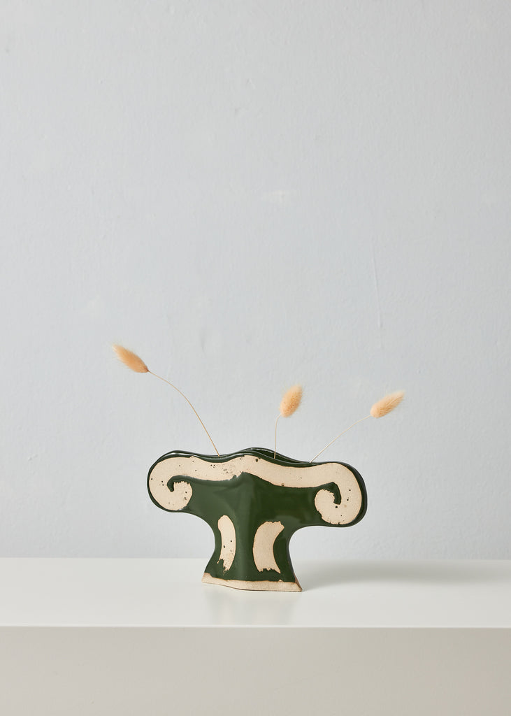 Lizzie Scarlett Towndrow Column Vase Handmade Home Decor Original Artwork Eclectic Interior Style Green Vase Ceramic Sculpture