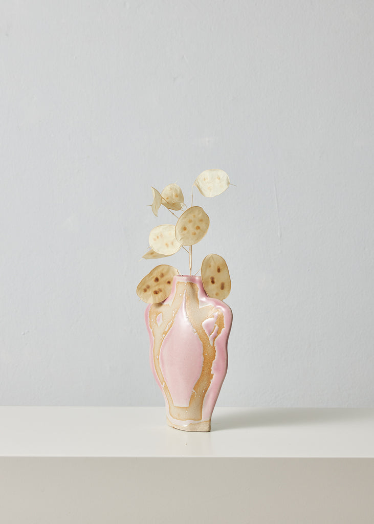 Lizzie Scarlett Towndrow Column Vase Handmade Home Decor Original Artwork Eclectic Interior Style Pink Vase Ceramic Sculpture