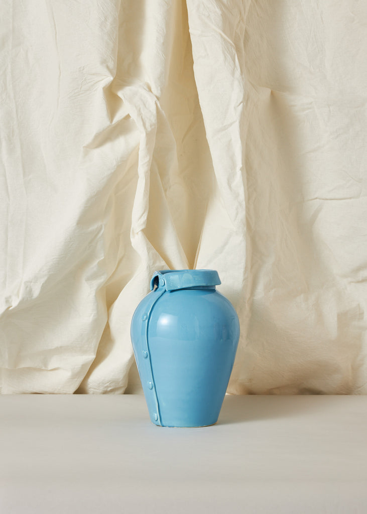 Lola Mayeras Shirt Vase Blue Vase Handmade Artwork Handmade Home Decor Eclectic Interior Object Sculpture Sculpted Ceramic Vase Figurative Sculpture Playful Art
