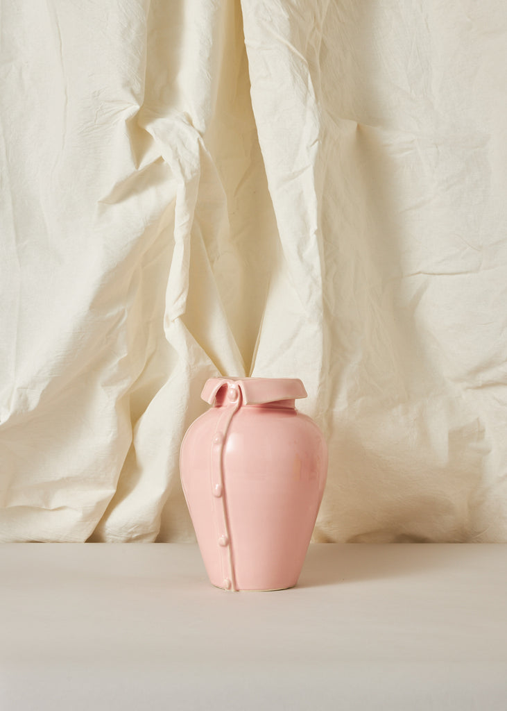 Lola Mayeras Shirt Vase Pink Vase Original Artwork Eclectic Interior Style Handmade Home Decor Figurative Sculpture Playful Art Playful Interior Affordable Art Buy Art