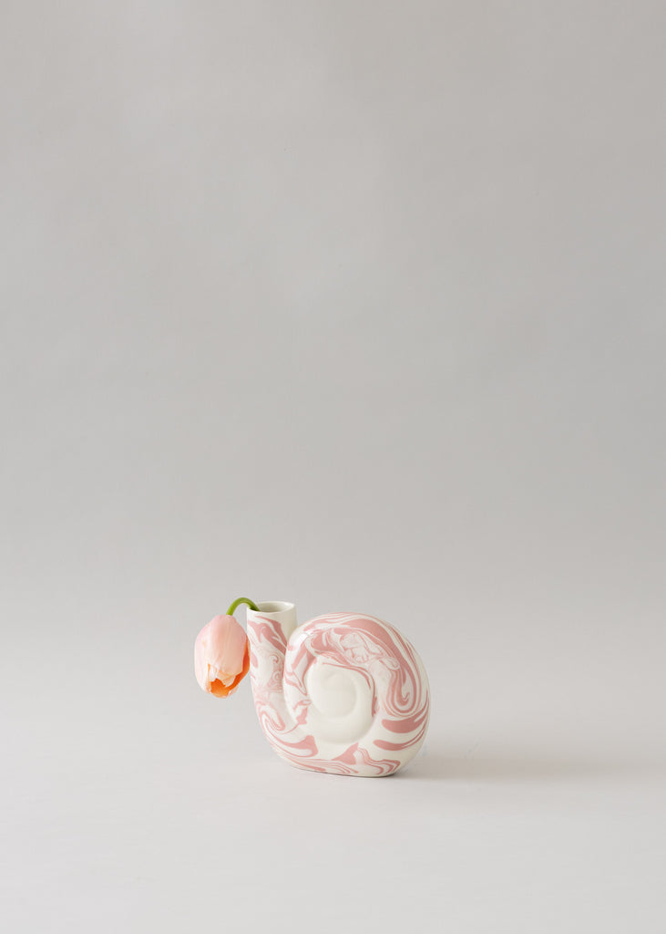 Maja Florell Spiral Vase Pink Organic Shape Ceramic Artwork Stoneware Clay Marbled Original Collectable