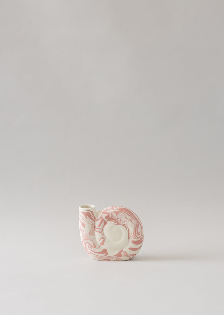 Maja Florell Spiral Vase Pink Organic Shape Ceramic Artwork Stoneware Clay Marbled Original