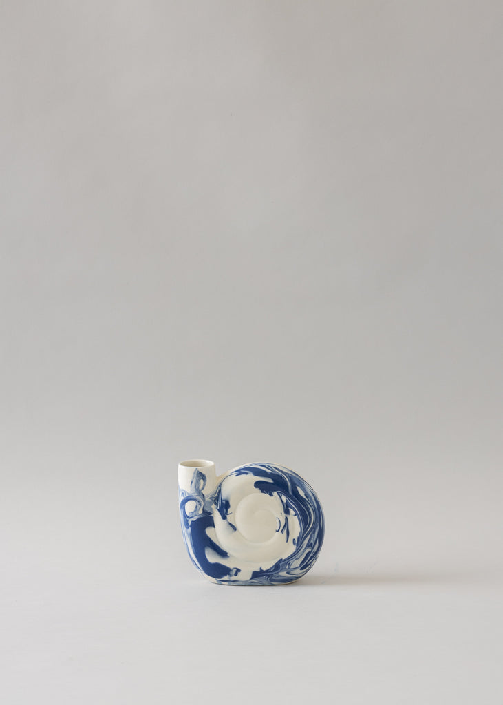Maja Florell Spiral Vase Blue Handmade Art Ceramic Art Piece Sculptural Artwork Glazed 