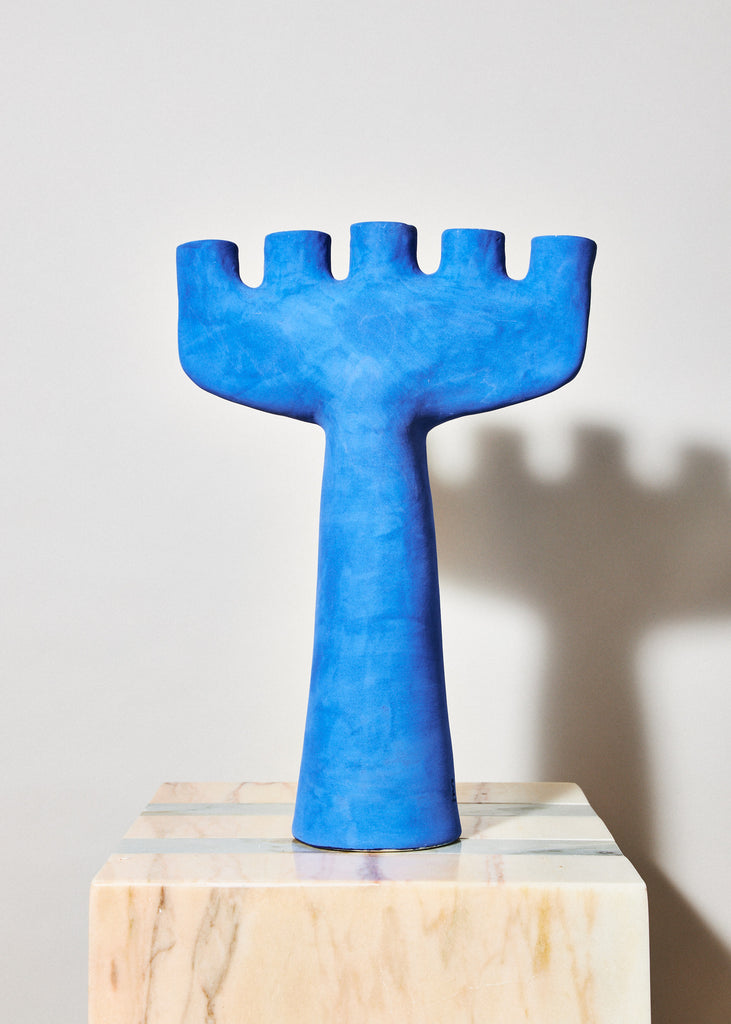 Sanna Holmberg Bowl Handmade Artwork Ceramic Sculpture Affordable Art Graphical Artwork Minimalistic Art One Of A Kind Klein Blue Candle Holder Candelabra Blue Electric Blue