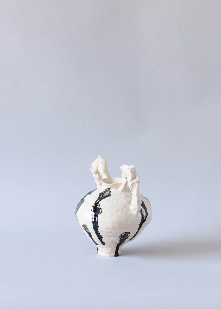 Samantha Kerdine My Feelings Are Melting 7 Handmade Black And White Vase Unique Sculpture Original Ceramic Contemporary Artwork Female Artist