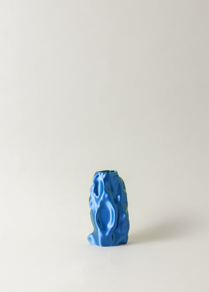 Niklas Jeroch Organic Angel Vase Green Blue 3D-Printed artwork Sculpture Vessel Chrome Colourful