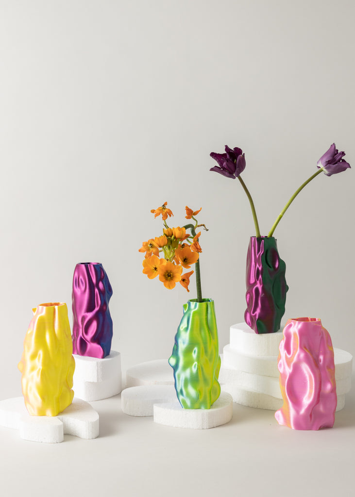 Niklas Jeroch Organic Angel Vase Purple Green Chrome Futuristic Vessel Handmade Artwork Sculptural Art Collectable Affordable Collecting