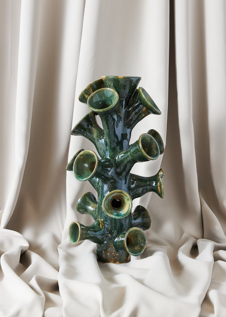 Nils Blau Coral Trumpet Green Artwork Ceramic Sculpture Sculptor Hand Sculpted Glazed Organic Shapes Abstract Art Affordable Art Contemporary Art Berlin Artist Artistry