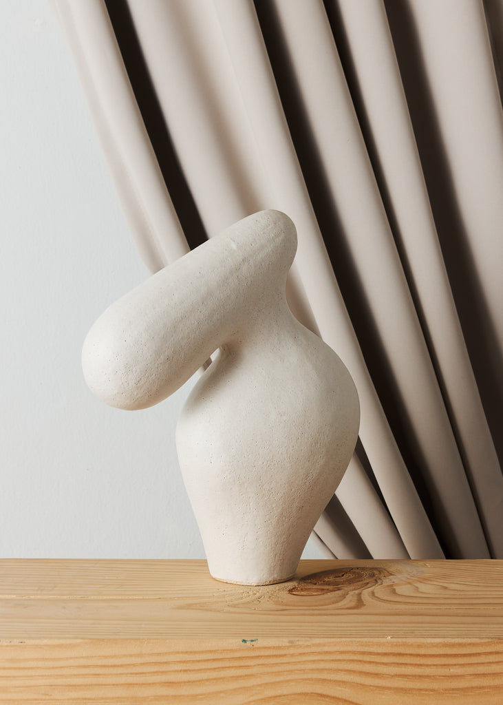 Noe Kuremoto Dogu Lady Handmade Artwork Ceramic Sculpture Original Art Sculptural Art Piece Minimalistic Art Style Handmade Home Decor Scandinavian Art Style White Sculpture Female Artist Affordable Art