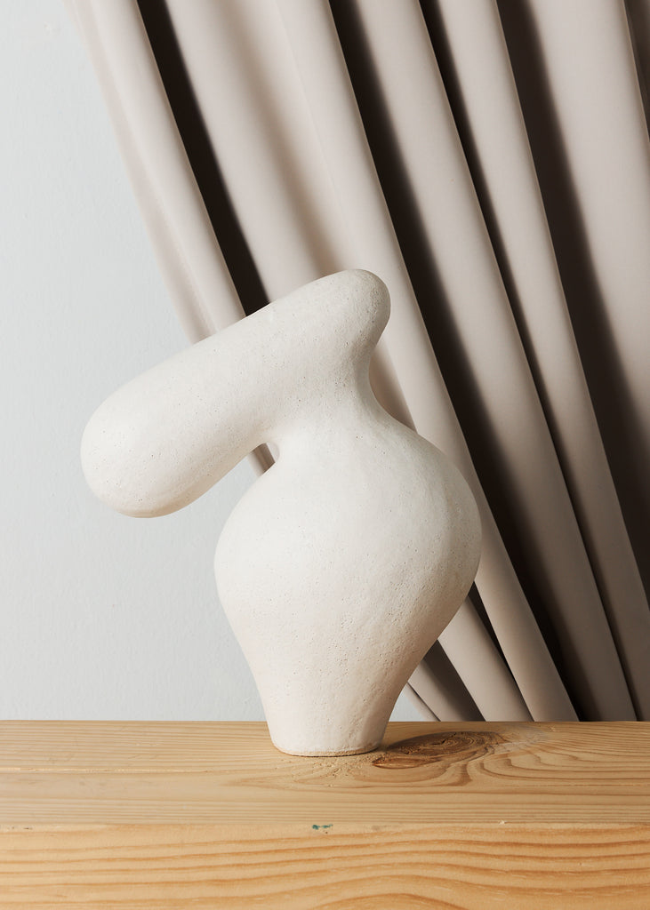 Noe Kuremoto Dogu Lady Handmade Artwork Ceramic Sculpture Original Art Sculptural Art Piece Minimalistic Art Style Handmade Home Decor Scandinavian Art Style White Sculpture Female Artist Affordable Art