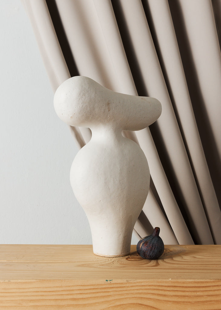 Noe Kuremoto Dogu Lady Handmade Artwork Ceramic Sculpture Original Art Sculptural Art Piece Minimalistic Art Style Handmade Home Decor Scandinavian Art Style White Sculpture Female Artist Affordable Art 