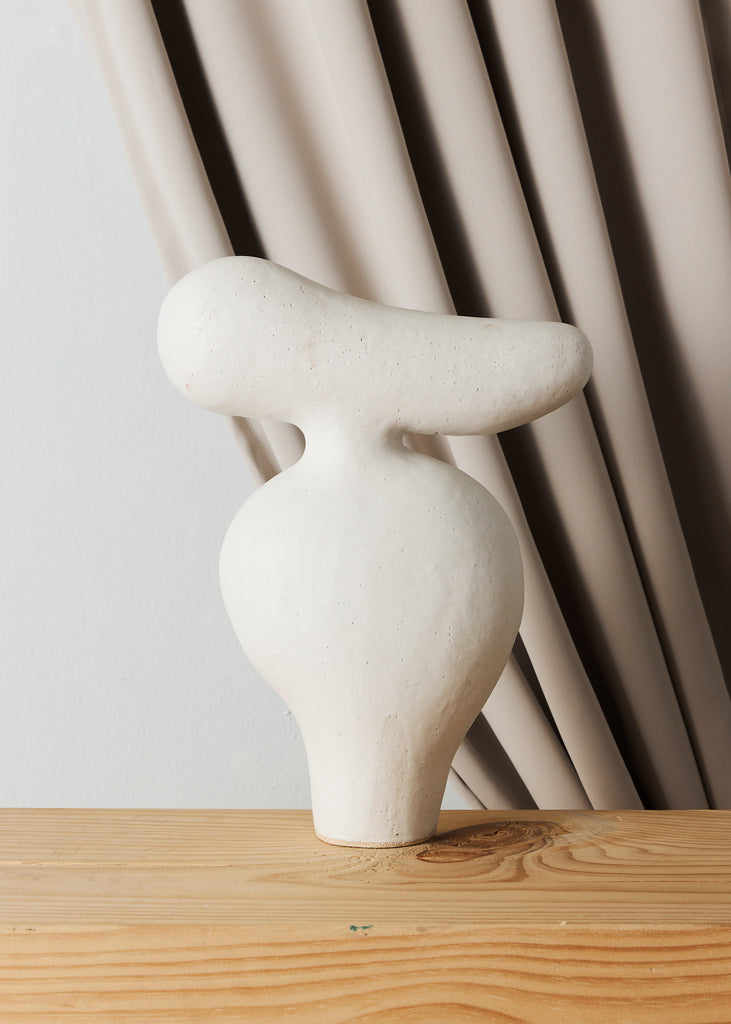 Noe Kuremoto Dogu Lady Handmade Artwork Ceramic Sculpture Original Art Sculptural Art Piece Minimalistic Art Style Handmade Home Decor Scandinavian Art Style White Sculpture Female Artist Affordable Art