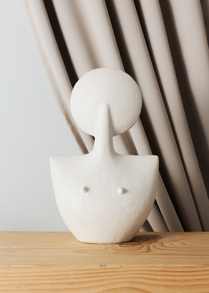 Noe Kuremoto Dogu Lady Handmade Artwork Ceramic Sculpture Original Art Sculptural Art Piece Minimalistic Art Style Handmade Home Decor Scandinavian Art Style White Sculpture Female Artist Affordable Art