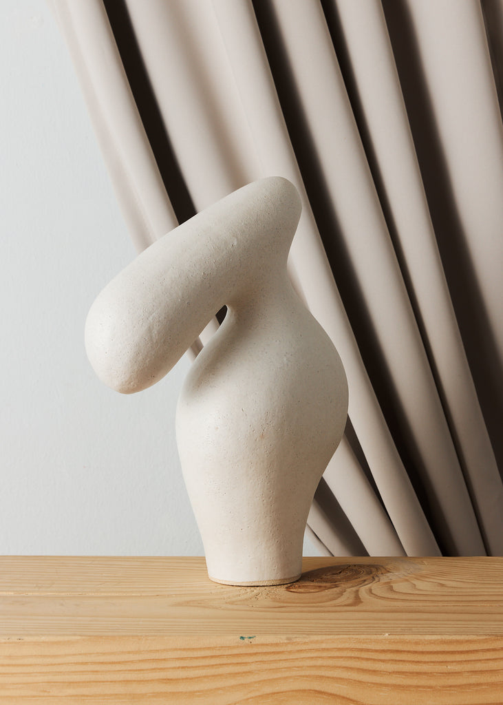 Noe Kuremoto Dogu Lady Handmade Artwork Ceramic Sculpture Original Art Sculptural Art Piece Minimalistic Art Style Handmade Home Decor Scandinavian Art Style White Sculpture Female Artist Affordable Art