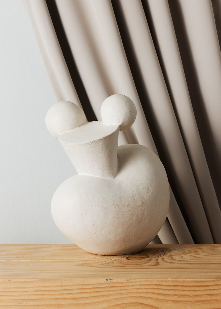 Noe Kuremoto Dogu Lady Handmade Artwork Ceramic Sculpture Original Art Sculptural Art Piece Minimalistic Art Style Handmade Home Decor Scandinavian Art Style White Sculpture Female Artist Affordable Art Detailed